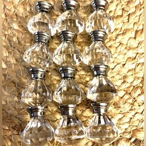 Set of 24 Crystal and Silver Clear Drawer Knobs